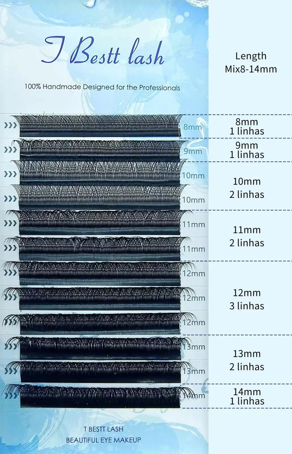 Extensões de pestanas postiças TBestt Matte Black 5D em formato W, volume pré-fabricado, efeito natural.