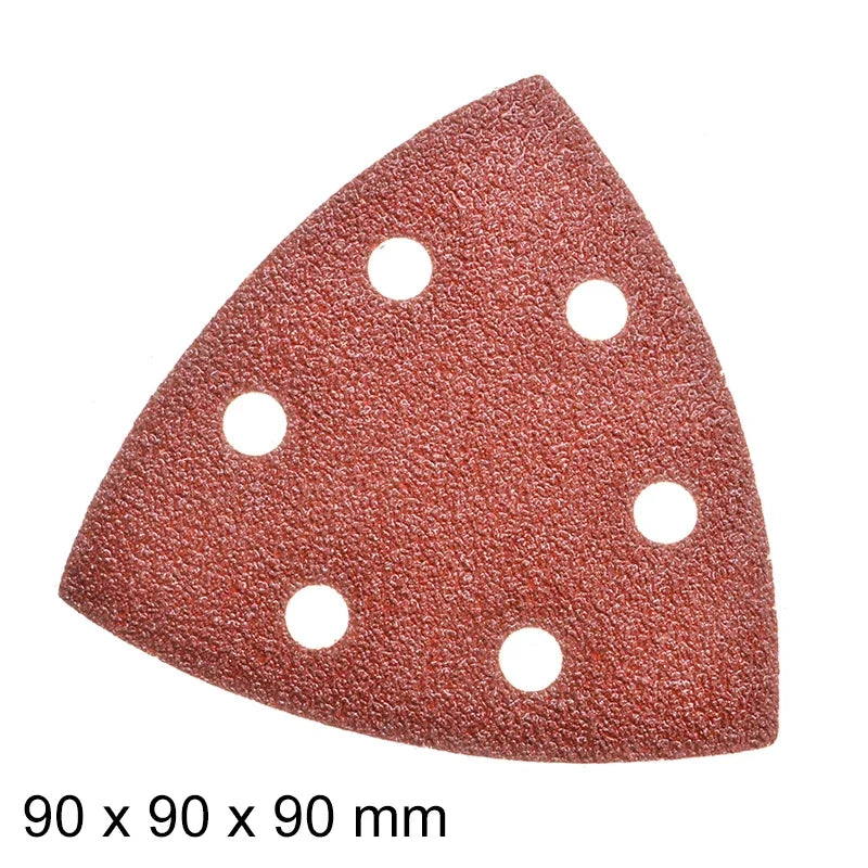 Conjunto de 100 discos de lixa triangulares de 90 mm para lixadora Delta com sistema de fixação por velcro, para grãos de lixa 40 a 400.