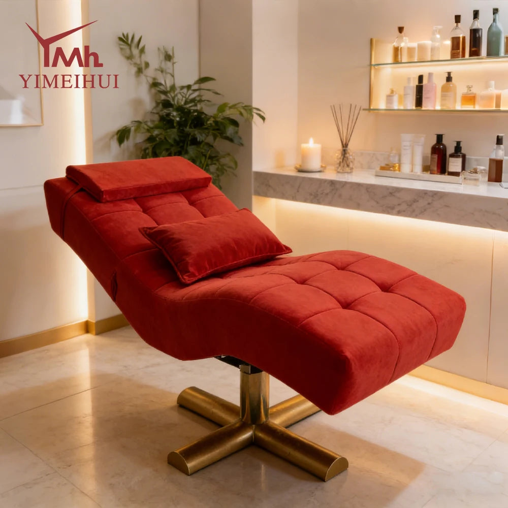 Nova maca ajustável com revestimento em veludo sintético rosa para extensão de pestanas, cadeira elétrica para salão de beleza e tratamentos faciais.