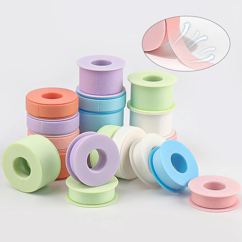 1 unidade de fita adesiva de silicone microporosa não tecida para pestanas, respirável, sensível e resistente, para aplicação debaixo dos olhos, ideal para extensão de pestanas e maquilhagem.