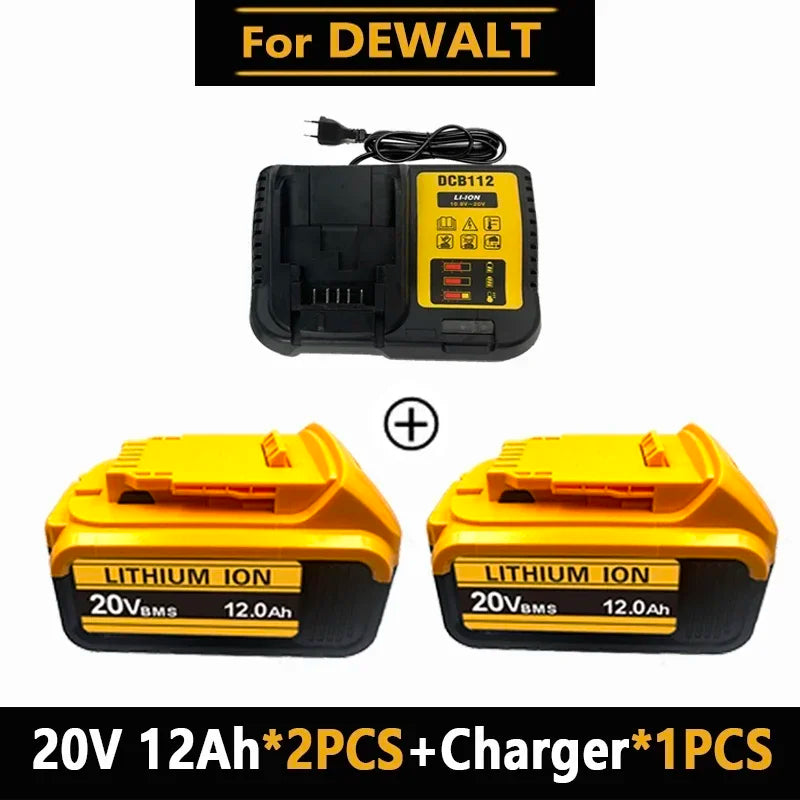 Baterias de iões de lítio DeWalt 18V 20V 20V 12Ah DCB203 Substituição da bateria de iões de lítio DCB206 DCB205 DCB204 DCB200 Ferramentas elétricas