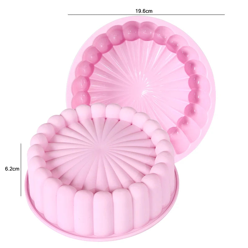 Molde de bolo de silicone multifuncional, reutilizável, antiaderente, redondo, para assar sobremesas e mousse, acessório de cozinha