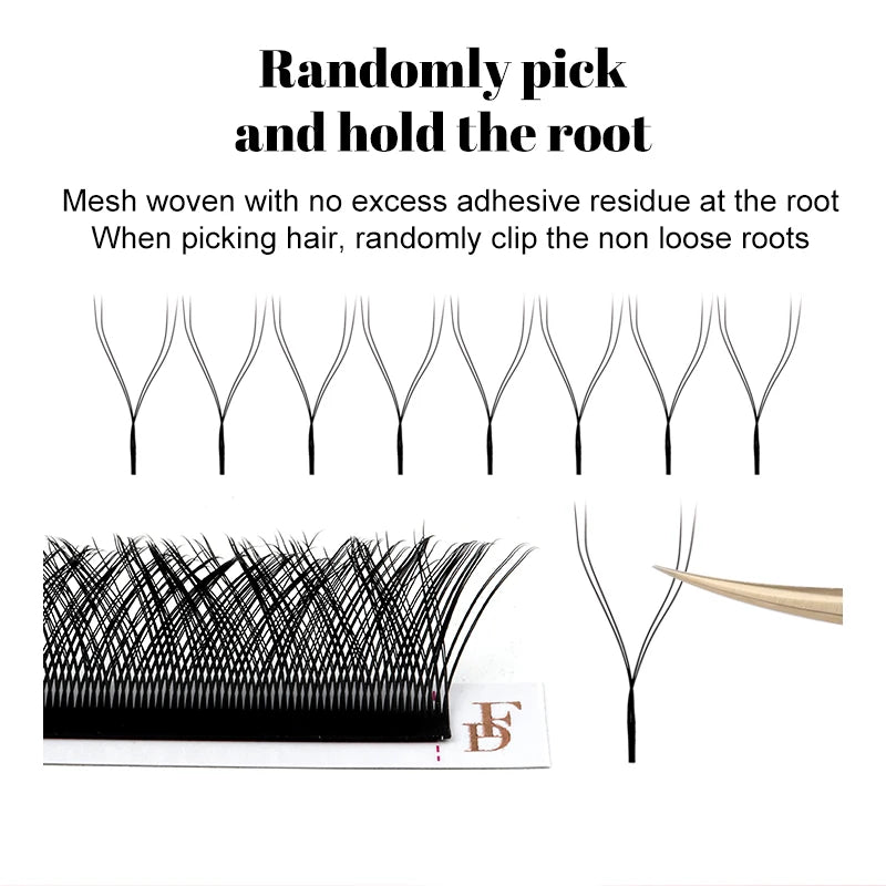 Extensão de pestanas FADVAN YY Shape 2D/3D Faux Mink L+/L/LU(M)/C/D/DD 8-15mm Preto/Castanho, Pestanas postiças pré-fabricadas com ponta dividida