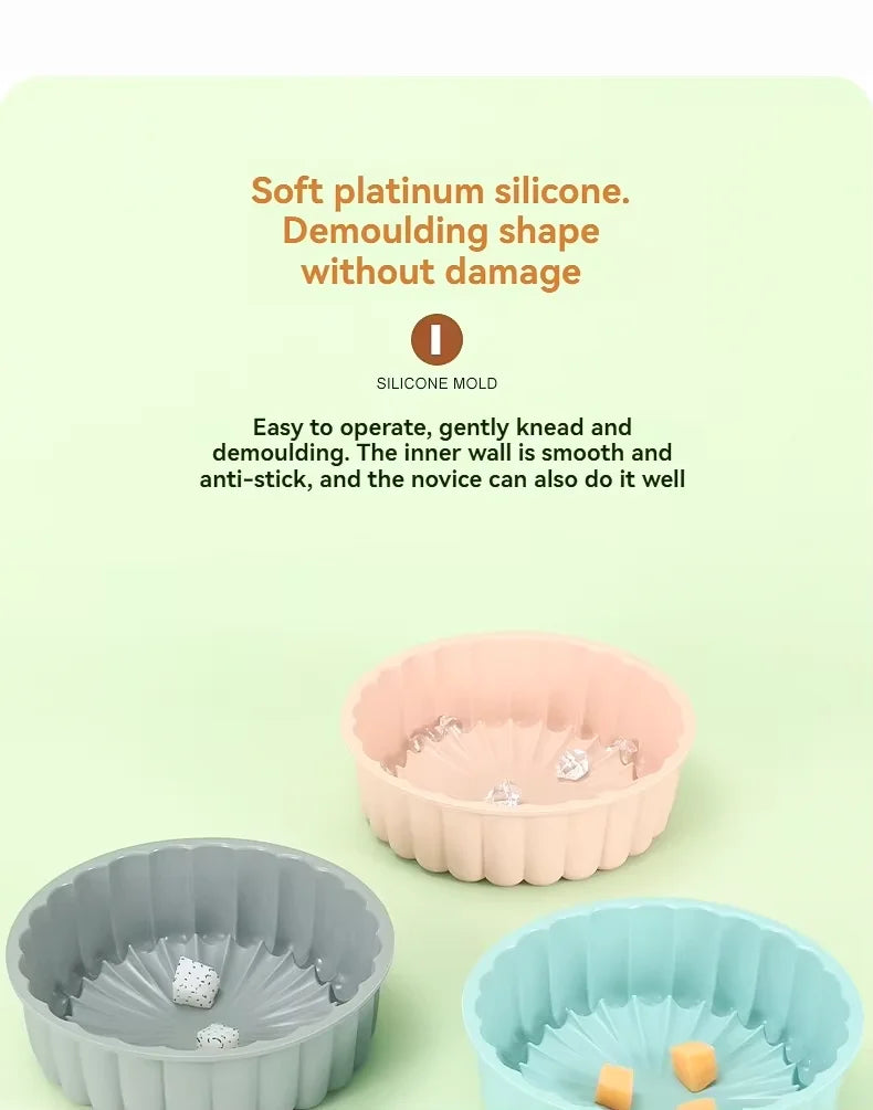 Molde de bolo de silicone multifuncional, reutilizável, antiaderente, redondo, para assar sobremesas e mousse, acessório de cozinha