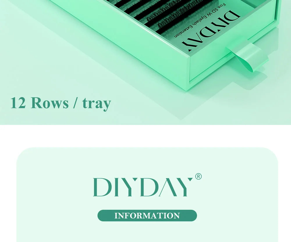 Extensão de pestanas DIYDAY estilo U 3D 4D 5D 6D, feitas à mão com fibra BASF PBT.