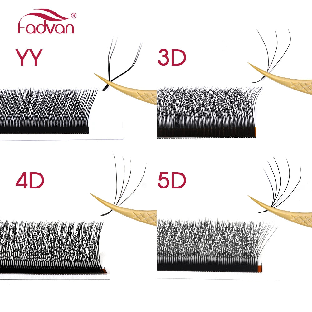 Pestanas postiças FADVAN em formato W, 2D, 3D, 4D, 5D, 6D, 7D e 8D, volume brasileiro, naturais e suaves, em formato YY.