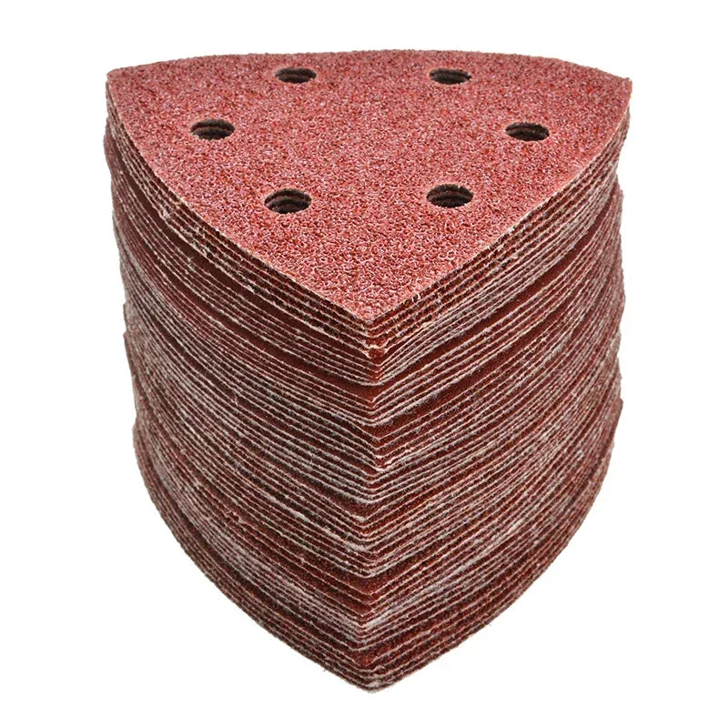 Conjunto de 100 discos de lixa triangulares de 90 mm para lixadora Delta com sistema de fixação por velcro, para grãos de lixa 40 a 400.