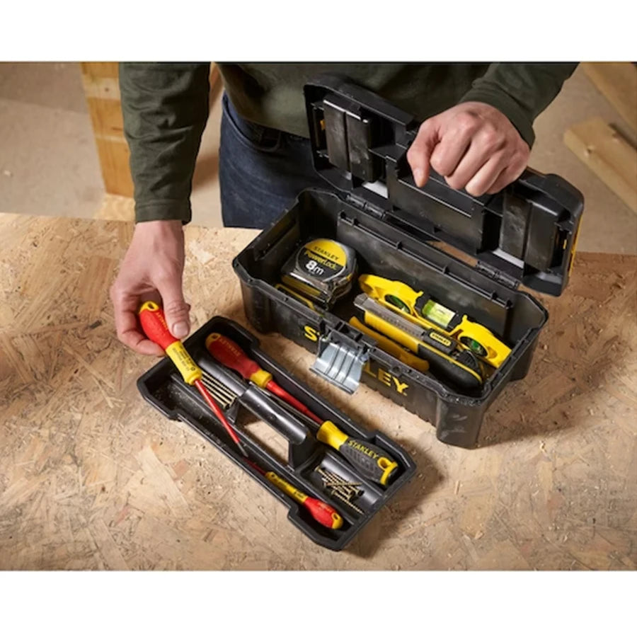 Caixa de ferramentas STANLEY "Essential" 320*188*132mm com fechos metálicos - Estojo para armazenamento de ferramentas STST1-75515
