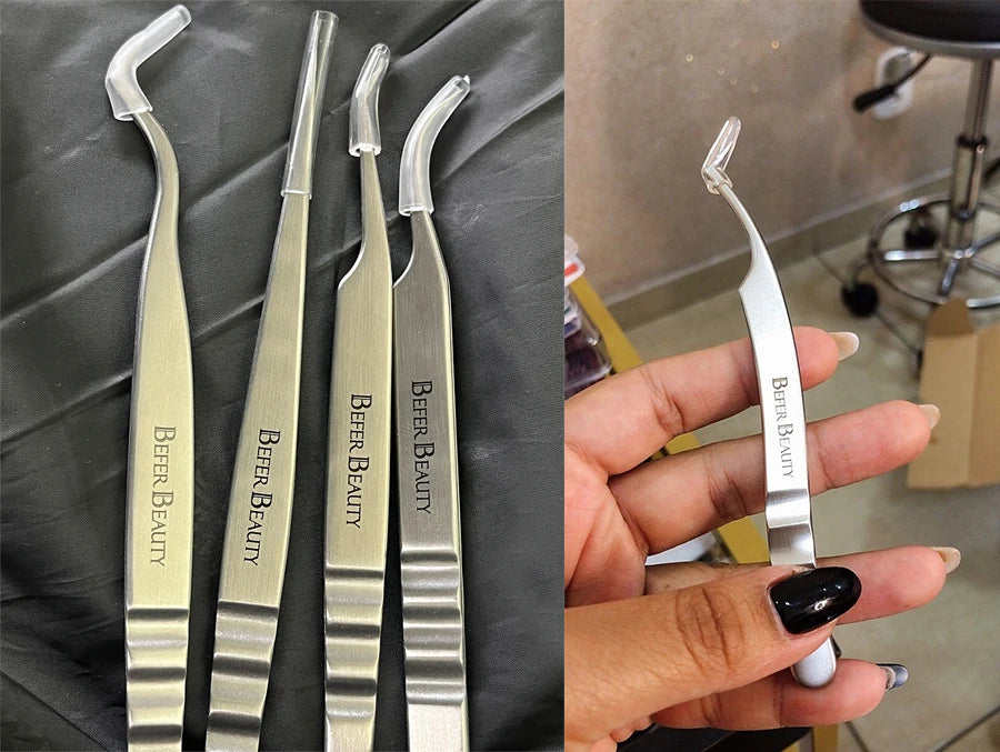 Pinça antiestática para extensão de pestanas profissional de alta precisão para volume em aço inoxidável antiderrapante ideal para extenção