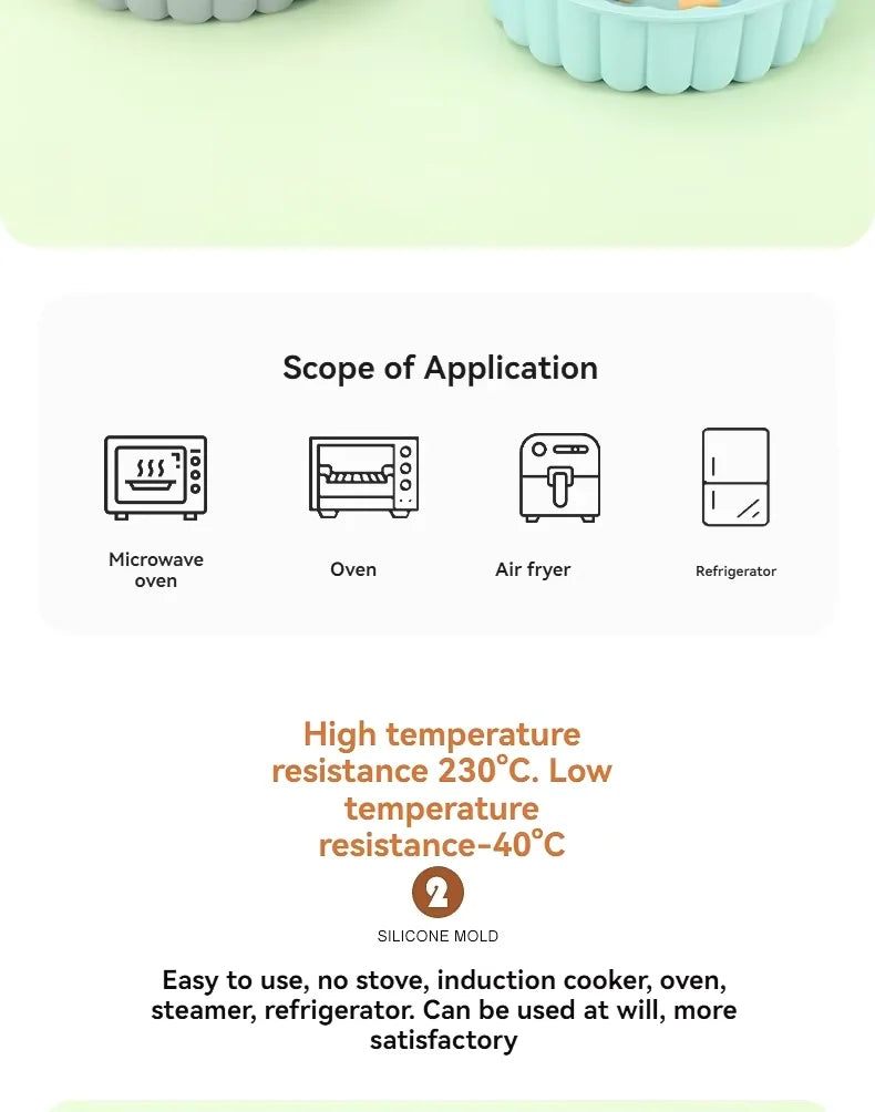 Molde de bolo de silicone multifuncional, reutilizável, antiaderente, redondo, para assar sobremesas e mousse, acessório de cozinha
