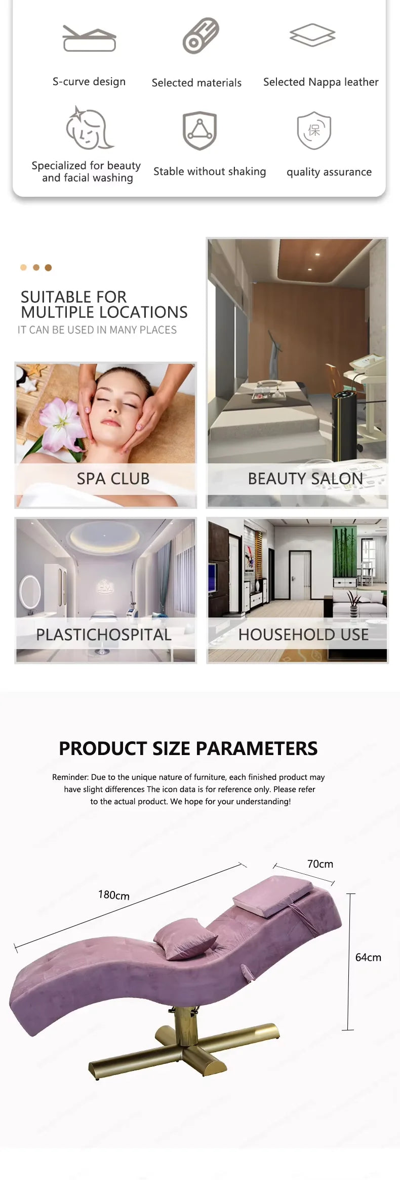 Nova maca ajustável com revestimento em veludo sintético rosa para extensão de pestanas, cadeira elétrica para salão de beleza e tratamentos faciais.