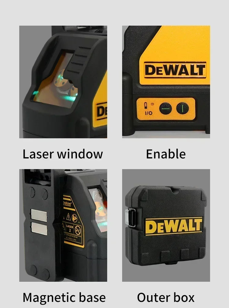 Nível laser DEWALT DW088CG com estojo, autonivelante, 30 m, linha cruzada verde, nível laser horizontal e vertical de 2 linhas.