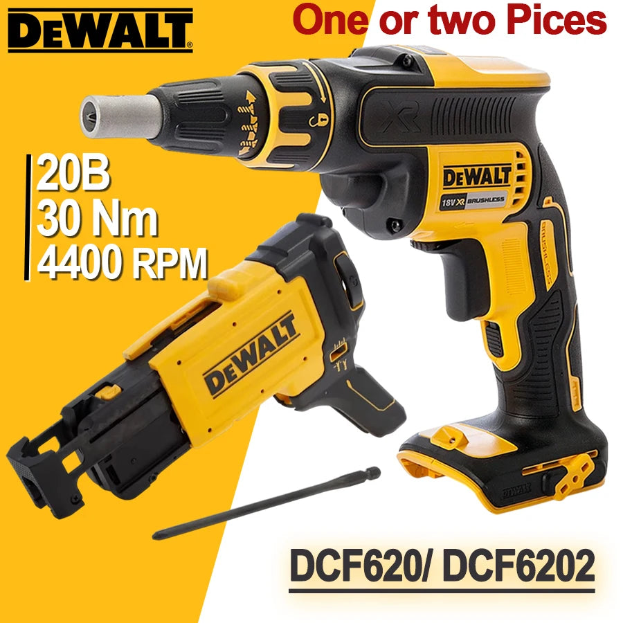 Aparafusadora sem fio DEWALT 1/2 peças para gesso cartonado, 20V, com rotação de 360° e acessório sem escovas (ferramenta sem bateria) DCF620N/DCF6202