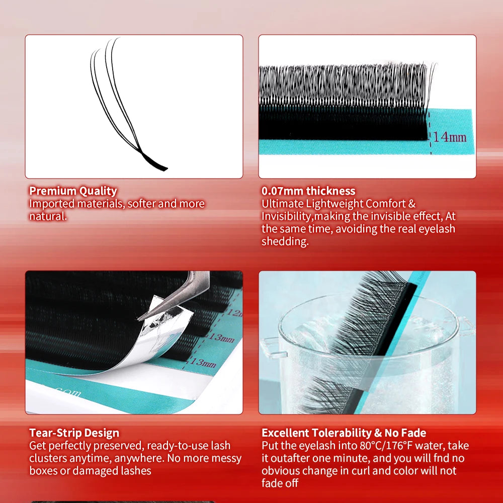 Pestanas postiças Fadvan em forma de U, com pontas espigadas em forma de flor paralela YY, ideais para cosplay. Pestanas 2D YY com volume pré-fabricado.