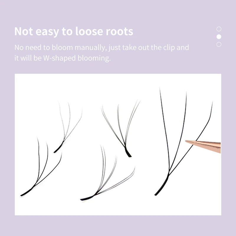 Extensões de pestanas DIYDAY em formato W, estilo Bloom, 3D, 4D, 5D, 6D, 7D e 8D, com textura natural e macia, em forma de leque.