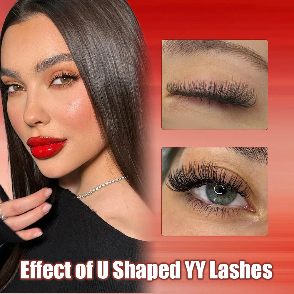 Pestanas postiças Fadvan em forma de U, com pontas espigadas em forma de flor paralela YY, ideais para cosplay. Pestanas 2D YY com volume pré-fabricado.