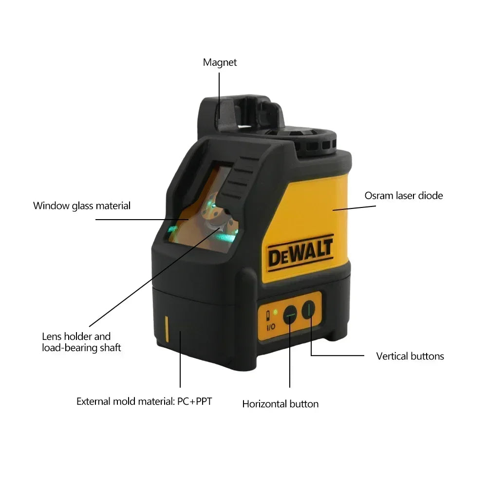 Nível laser DEWALT DW088CG com estojo, autonivelante, 30 m, linha cruzada verde, nível laser horizontal e vertical de 2 linhas.