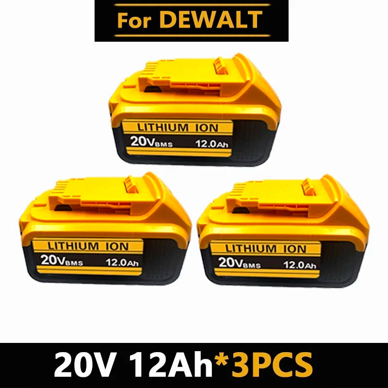 Baterias de iões de lítio DeWalt 18V 20V 20V 12Ah DCB203 Substituição da bateria de iões de lítio DCB206 DCB205 DCB204 DCB200 Ferramentas elétricas