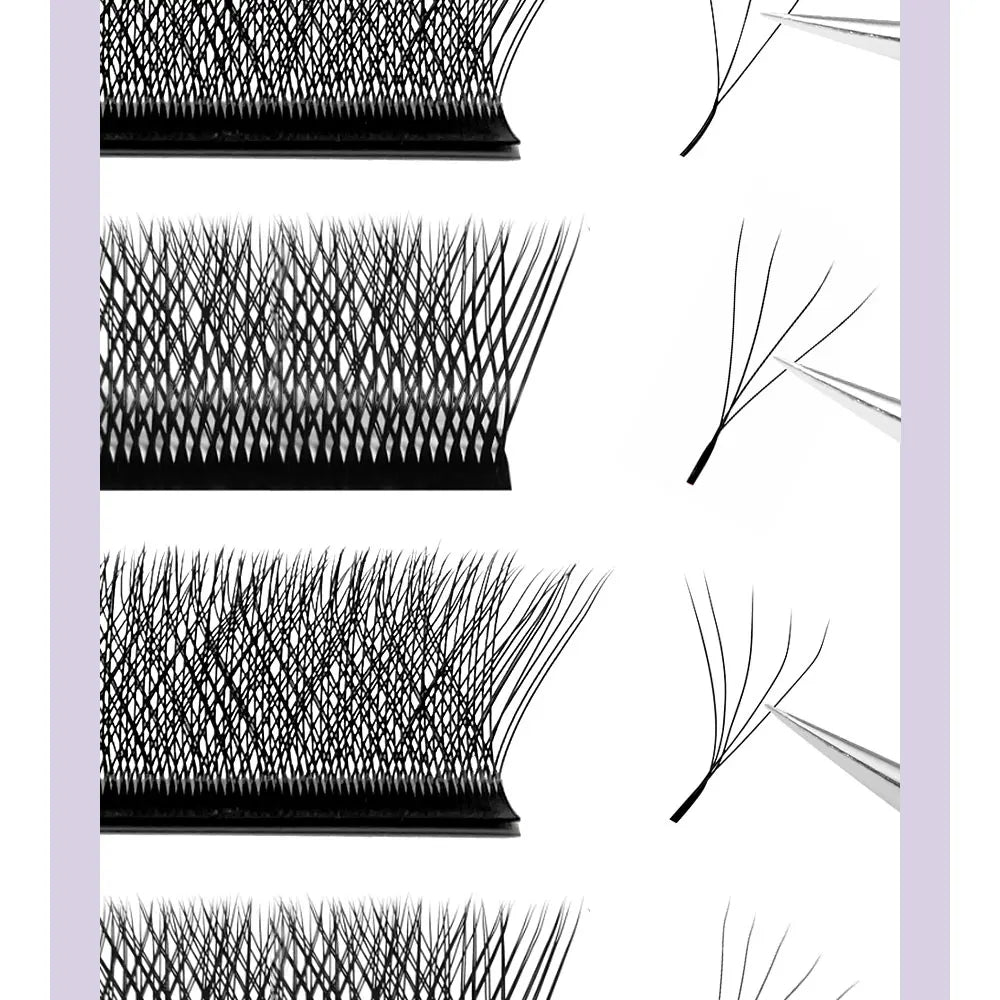 Extensões de pestanas DIYDAY em formato W, estilo Bloom, 3D, 4D, 5D, 6D, 7D e 8D, com textura natural e macia, em forma de leque.
