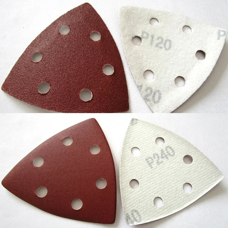 Conjunto de 100 discos de lixa triangulares de 90 mm para lixadora Delta com sistema de fixação por velcro, para grãos de lixa 40 a 400.