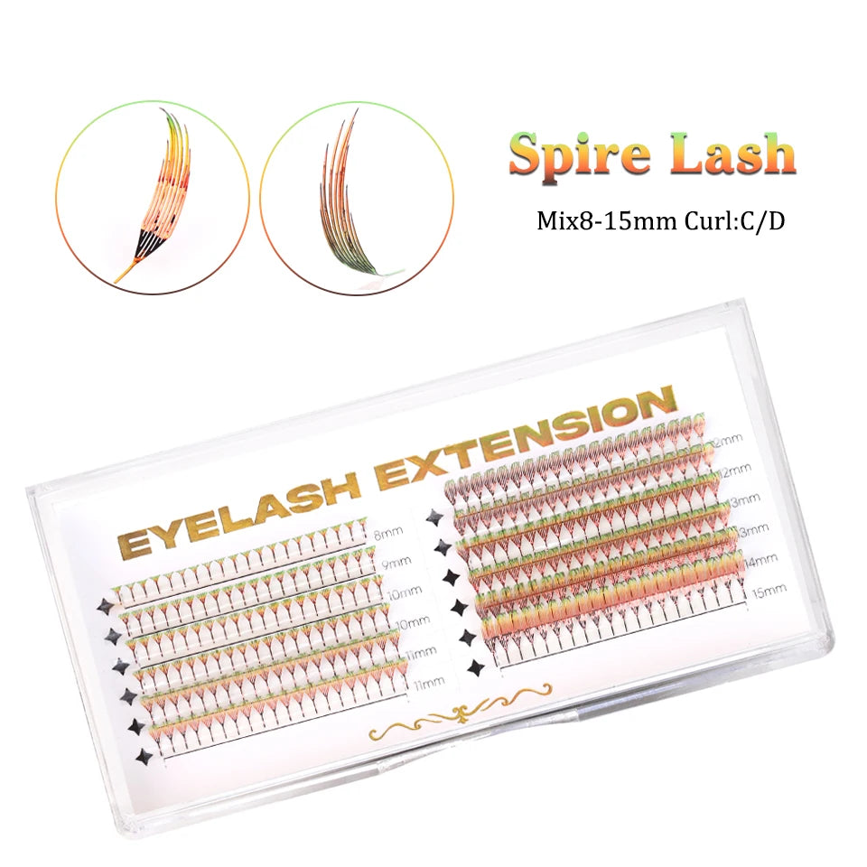 Nova moda de pestanas postiças brilhantes com efeito de espiral, estilo manga, holográficas e coloridas, perfeitas para o Natal.