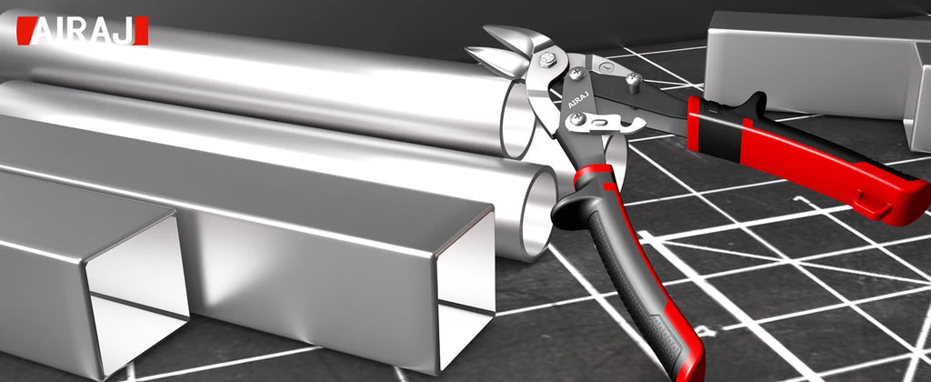 Tesoura de Aviação AIRAJ para Corte de Chapa, Cortador Multidirecional, Ferramenta Manual Industrial Profissional