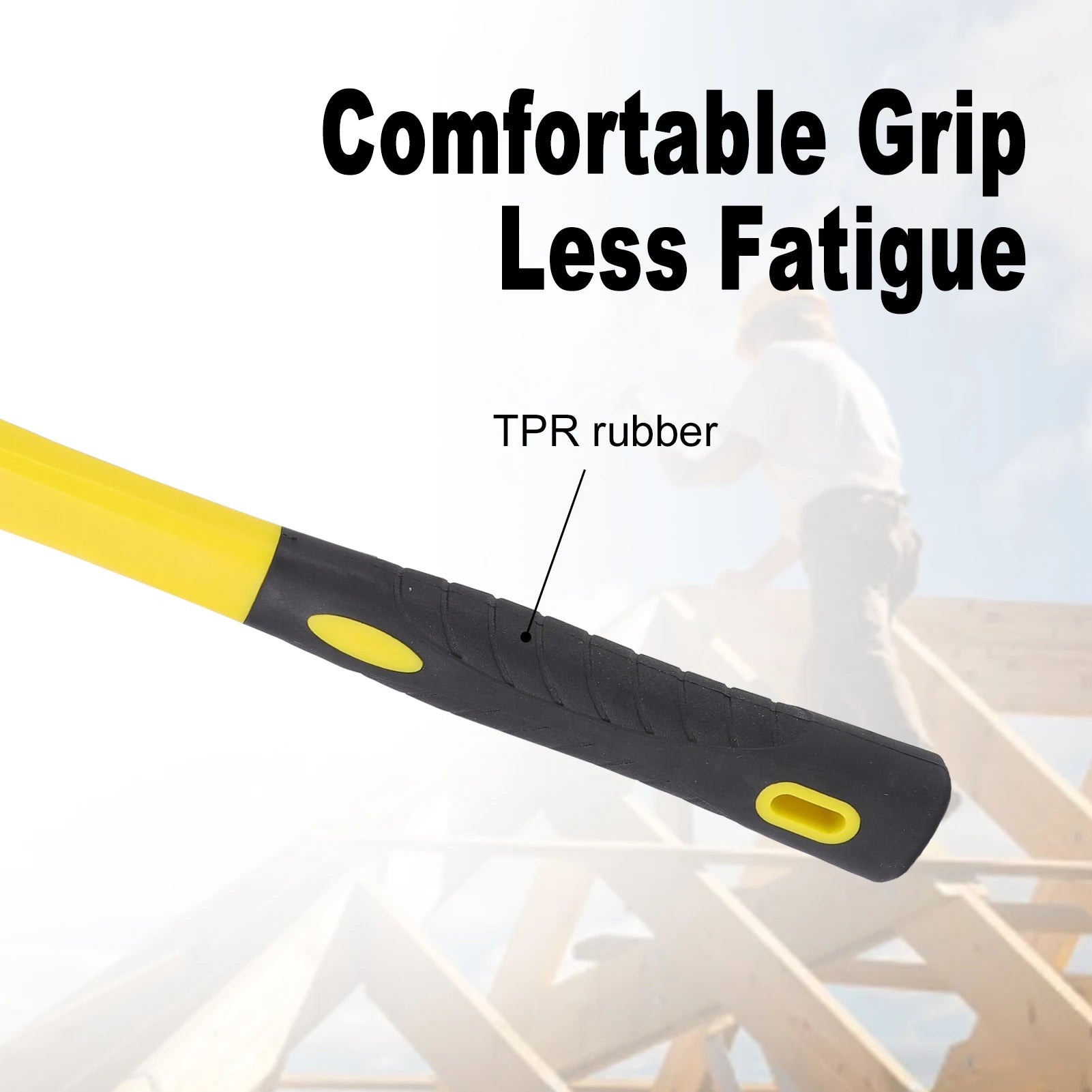 Martelo de borracha durável para campismo, pavimentos, estacas de tenda, trabalhos em madeira, golpes suaves sem danificar, ergonómico.