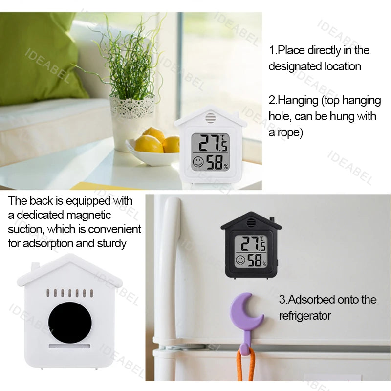 Termómetro e Higrómetro Digital LCD Eletrónico para Ambientes Interiores com Sensor de Medição de Temperatura e Humidade