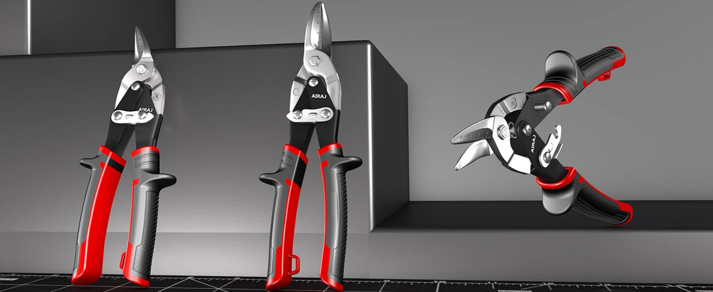 Tesoura de Aviação AIRAJ para Corte de Chapa, Cortador Multidirecional, Ferramenta Manual Industrial Profissional