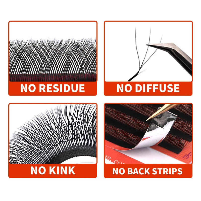 FADVAN L/ L+/LU (M) Curvatura YY 3D 4D 5D 6D Fox Lashes Formato W Extensão de Pestanas