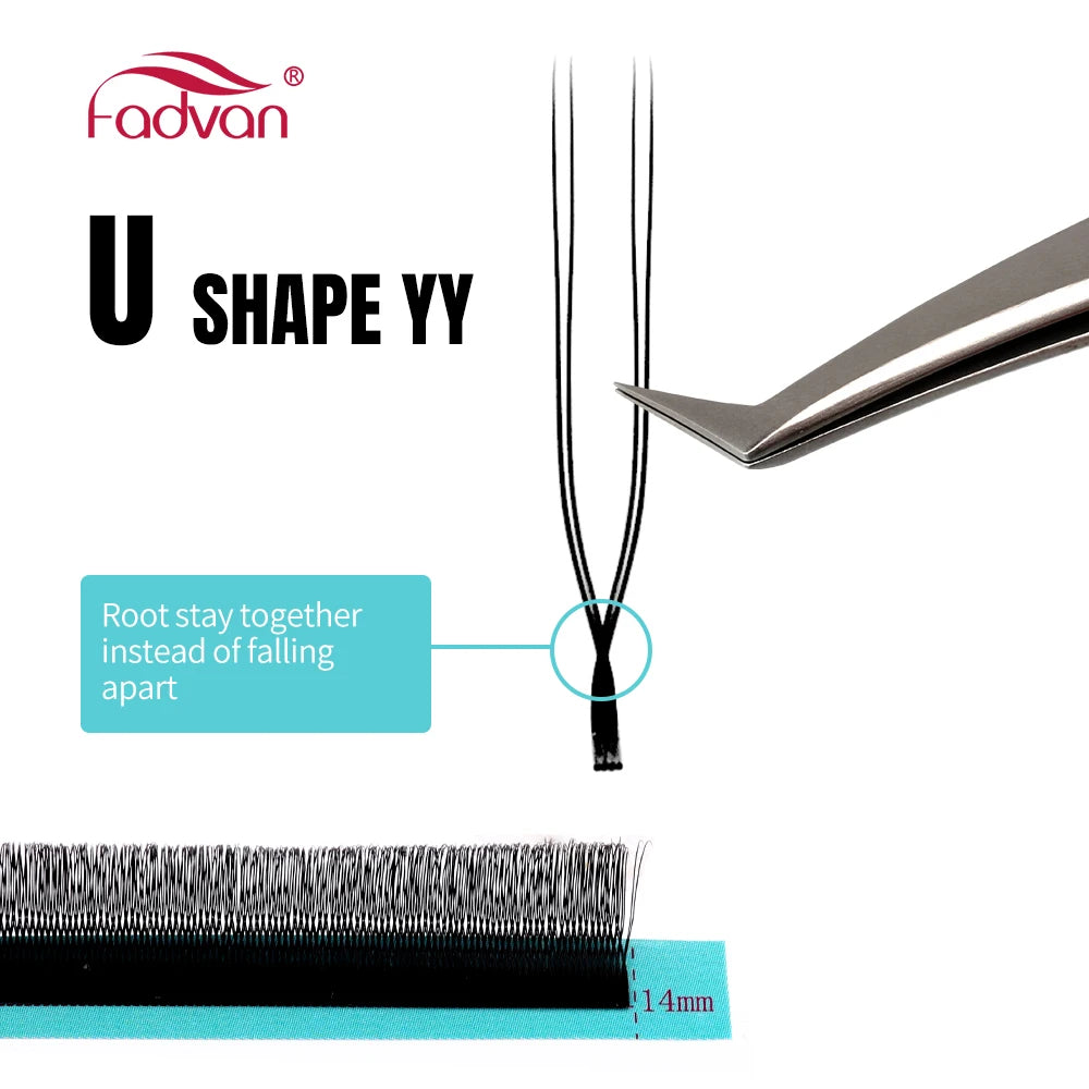 Pestanas postiças Fadvan em forma de U, com pontas espigadas em forma de flor paralela YY, ideais para cosplay. Pestanas 2D YY com volume pré-fabricado.