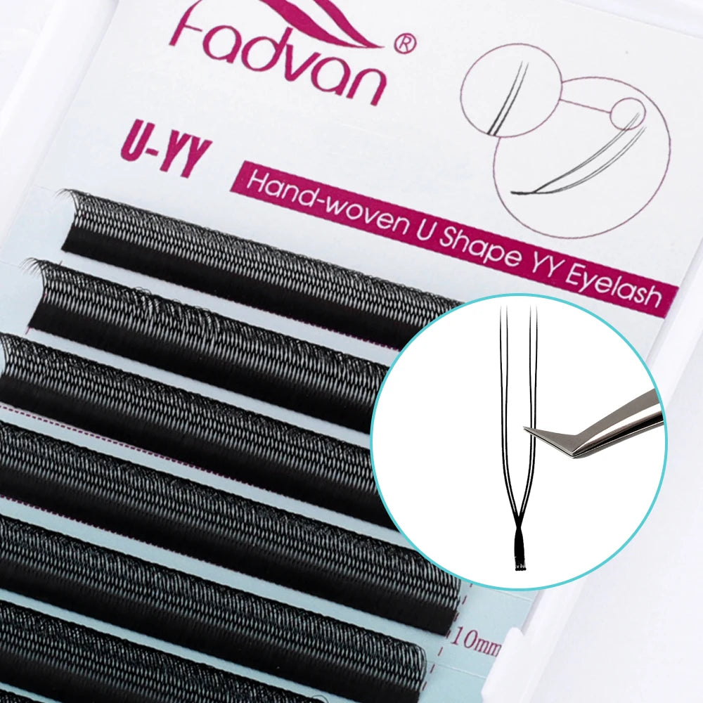 Pestanas postiças Fadvan em forma de U, com pontas espigadas em forma de flor paralela YY, ideais para cosplay. Pestanas 2D YY com volume pré-fabricado.