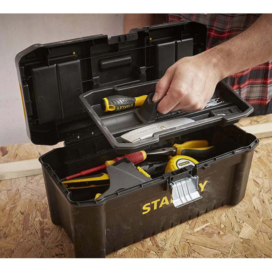 Caixa de ferramentas STANLEY "Essential" 320*188*132mm com fechos metálicos - Estojo para armazenamento de ferramentas STST1-75515