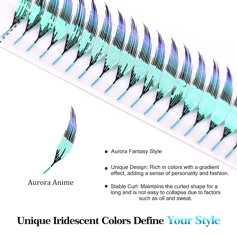 Nova moda de pestanas postiças brilhantes com efeito de espiral, estilo manga, holográficas e coloridas, perfeitas para o Natal.