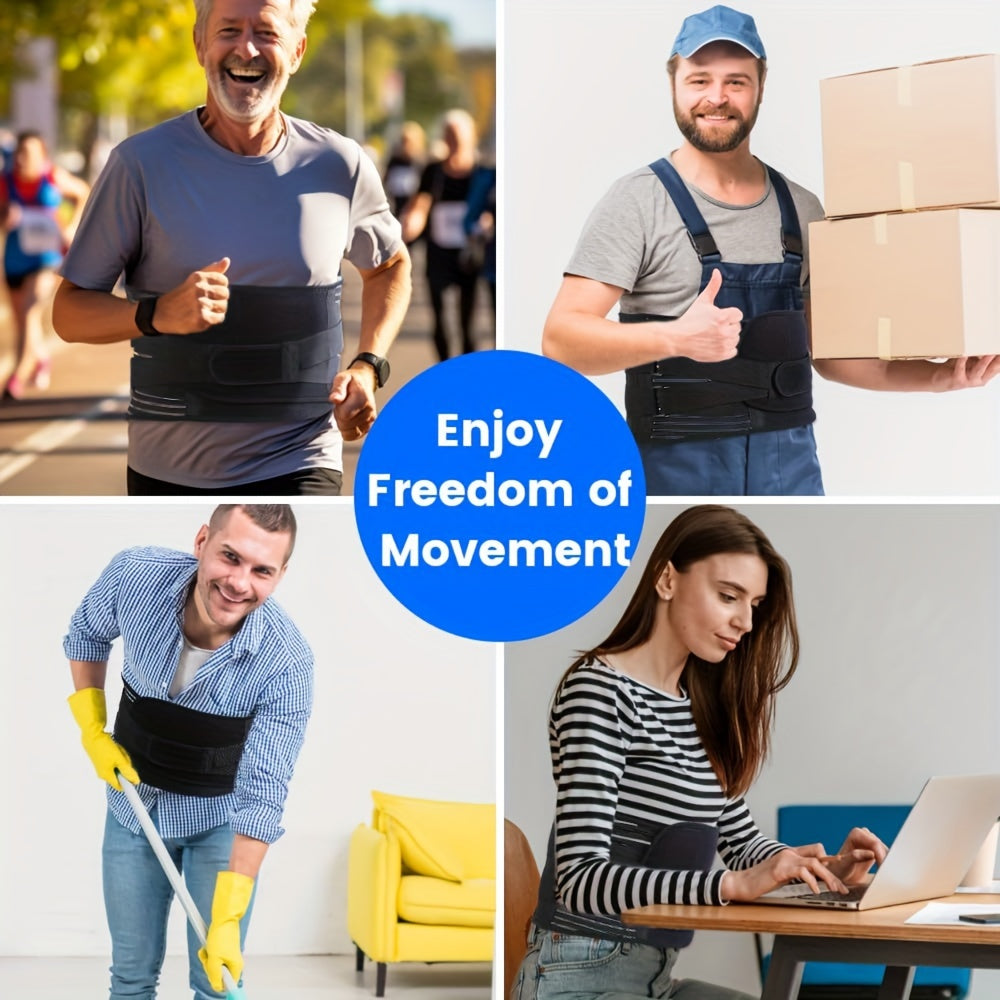 Cinta lombar com design antiderrapante, apoio lombar para mulher e homem, cinta lombar respirável com almofada de apoio lombar.