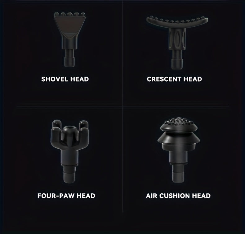 Pistola de Massagem Inteligente Quiet Strike, 8 Cabeças, Recarregável via USB, Design Ergonómico para Cintura, Pernas e Ancas, Presente Ideal para o Dia do Pai, Massajador Muscular, Acabamento Metálico Elegante, Corpo em Plástico Resistente