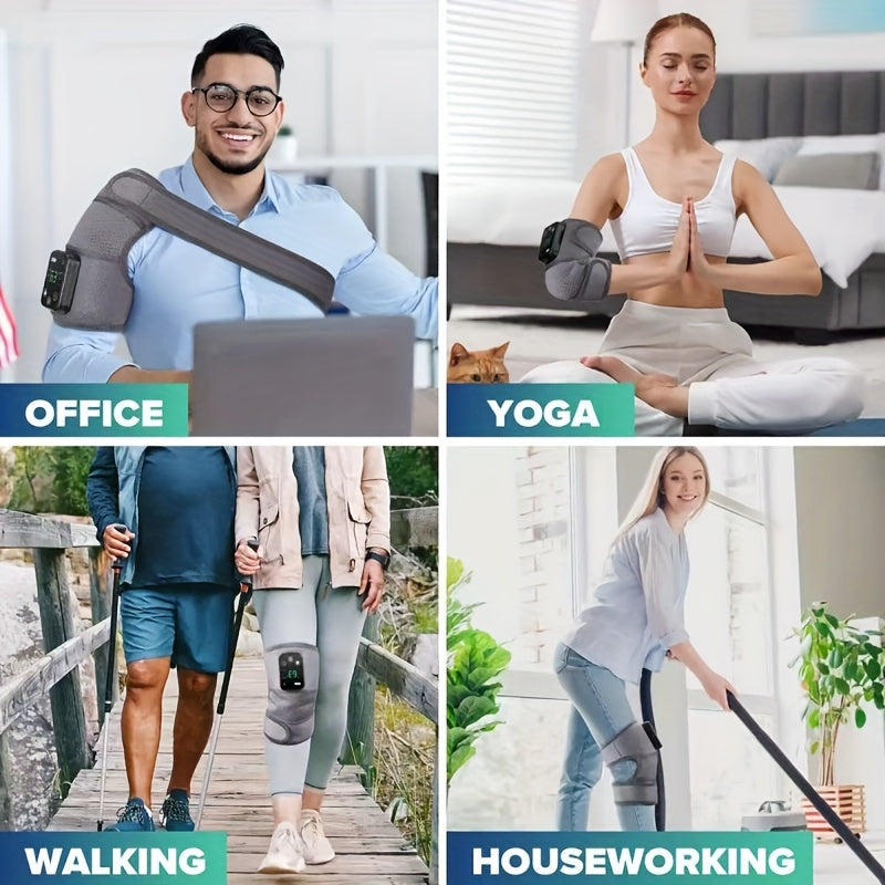 Massageador de ombros e braços modelo portátil com carregamento USB, com 3 tipos de vibração e compressa quente